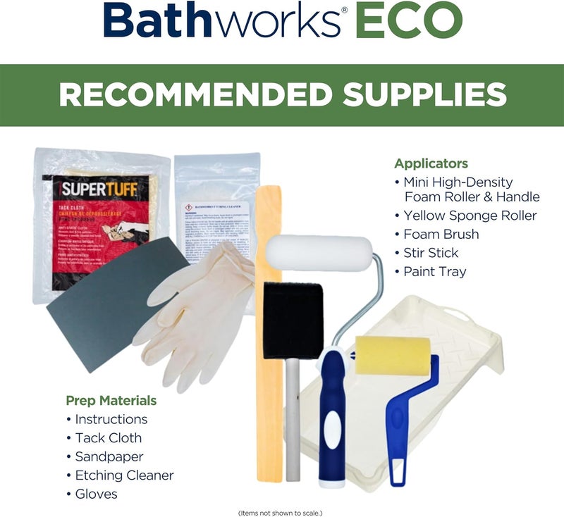 Bathworks ECO Essentials Roll-On Refinishing Kit - 26 fl oz (1.6 Pint), Low Odor, Low VOC, DIY Epoxy Coating with Non-Slip Application - High Gloss White Finish for Bathtubs, Tile, Sinks, Showers & Countertops - Image 4